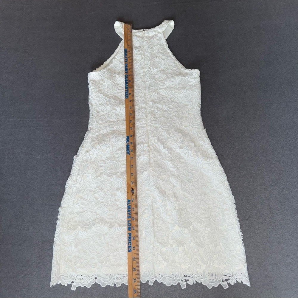 Lulu's Ivory Floral Lace Mini halter Dress lined Coastal Fairy Cottage Size M - Picture 7 of 13